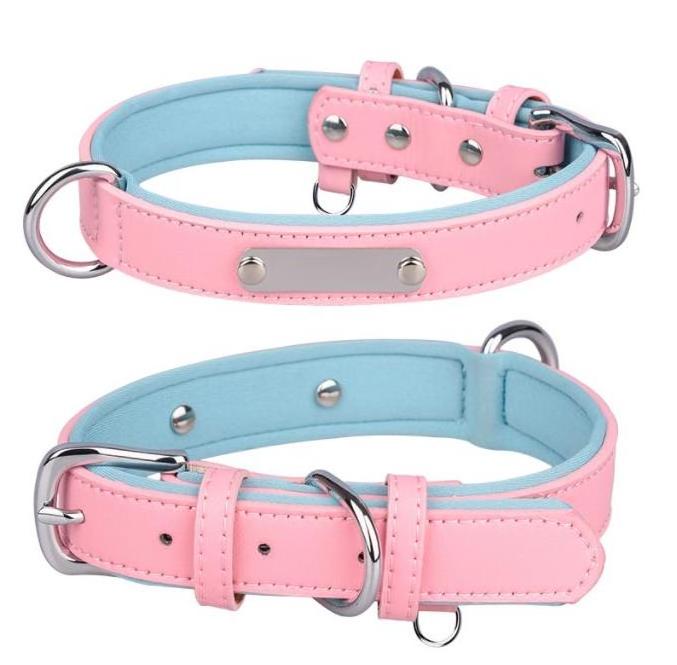 Laser Lettering Microfiber Leather Pet Collar Reflective Cat Dog Adjustable Pet Collar