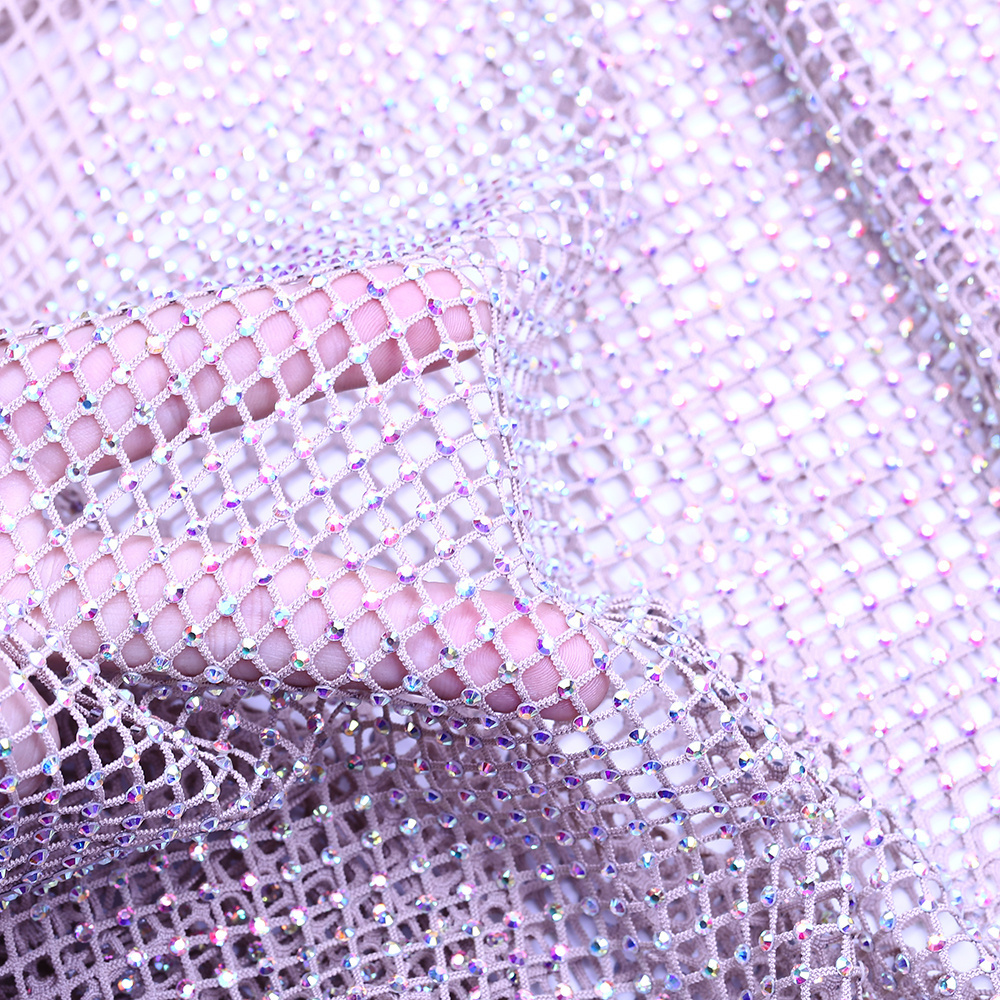 XULIN Rhinestone Mesh Fabric Elastic trimming For Accessories  Diy