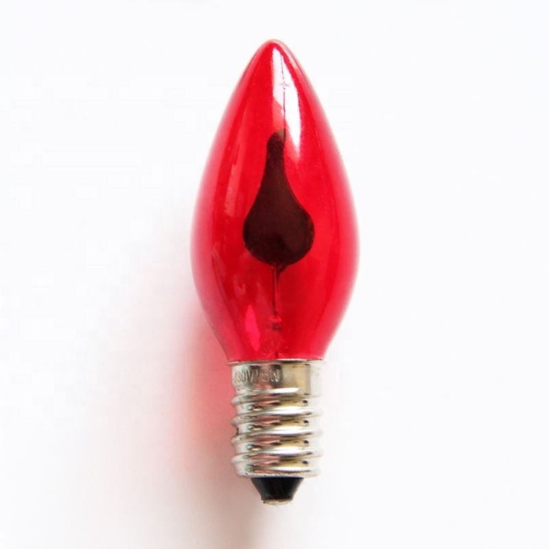 C7 3W E12 Red clear flickering LED candle flame candle bulbs lights for decoration