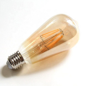 ST64 220V 4W modern amber glass curved led filament bulb for decoration