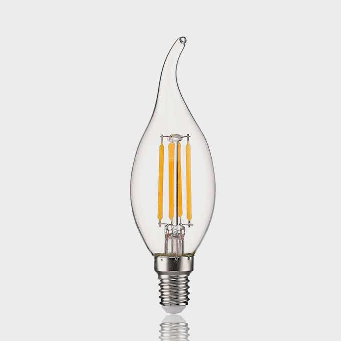 C35 e12 e14 360 degree clear tail LED candle bulb filament lamp bulb