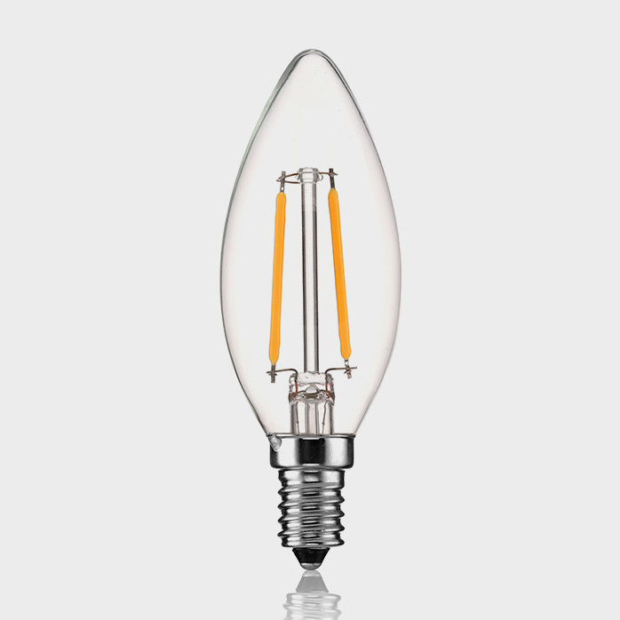 C35 e12 e14 360 degree clear tail LED candle bulb filament lamp bulb