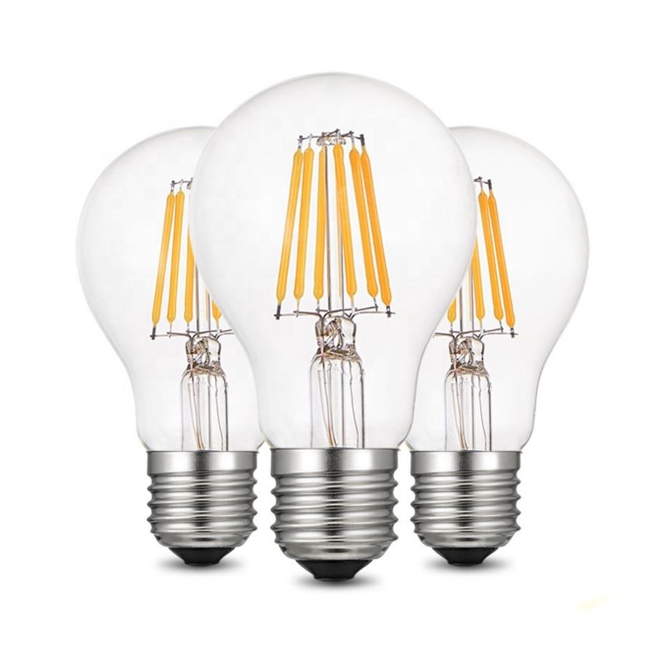 A60 A19 4W E27 Clear residential lighting 360 degree LED filament bulb