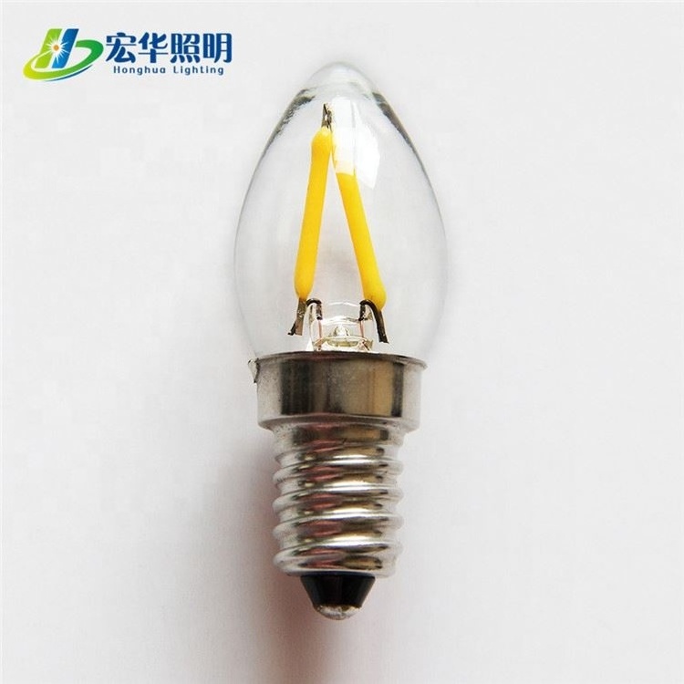 C7 E12 2W Dimmable warm white LED Edison style filament light bulb