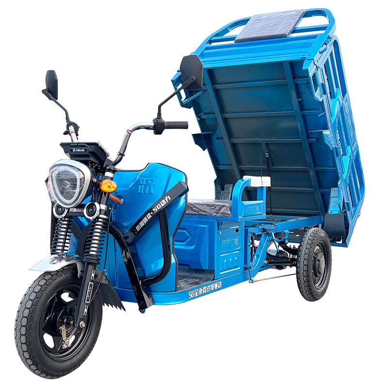 Two Chinese three wheeled electric freight vehicles electric tricycles tuk tuk tricycles delivery tricycles motorcycles