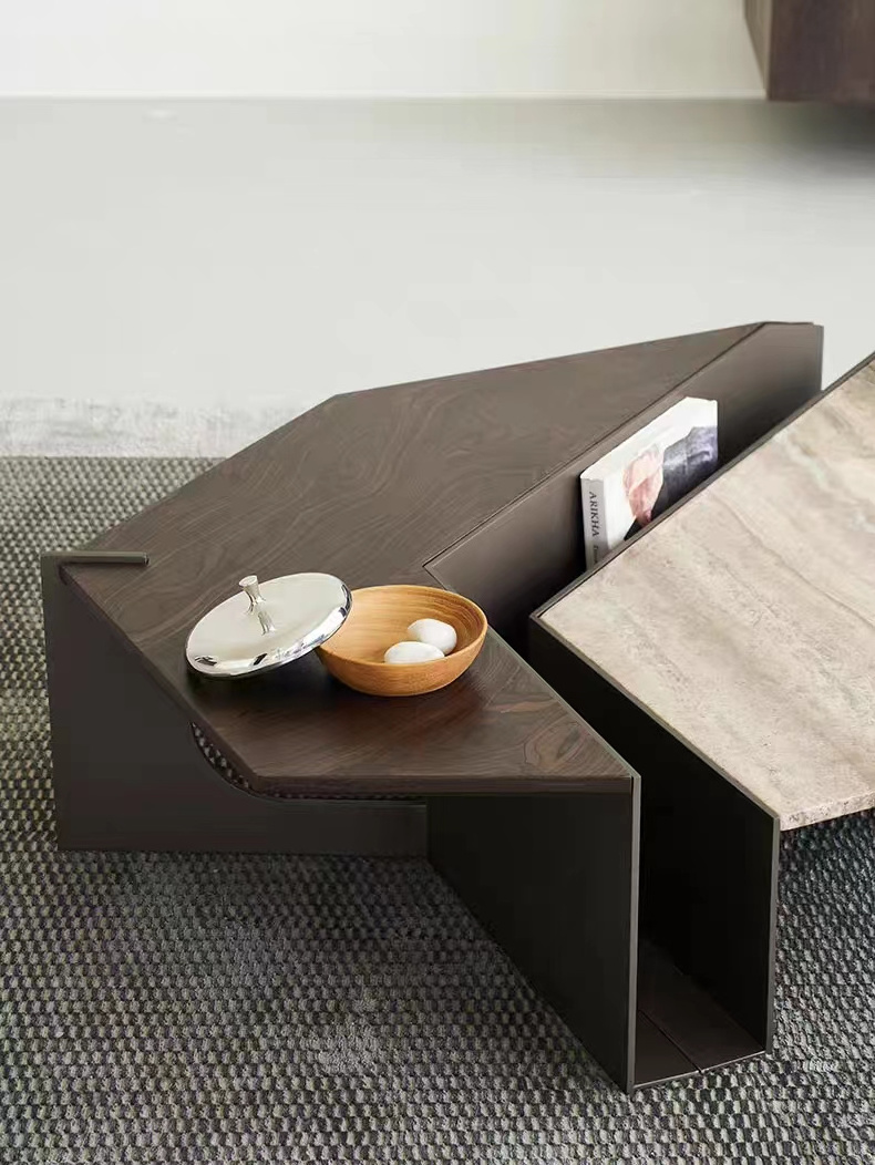 Brown coffee table and living room dedicated splicing wood korean tea table