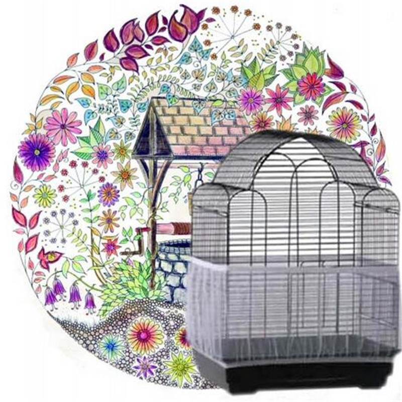 Large Bird Cage Seed Catcher Seeds Guard Skirt Parrot Square Cage Birdcage Nylon Mesh Netting