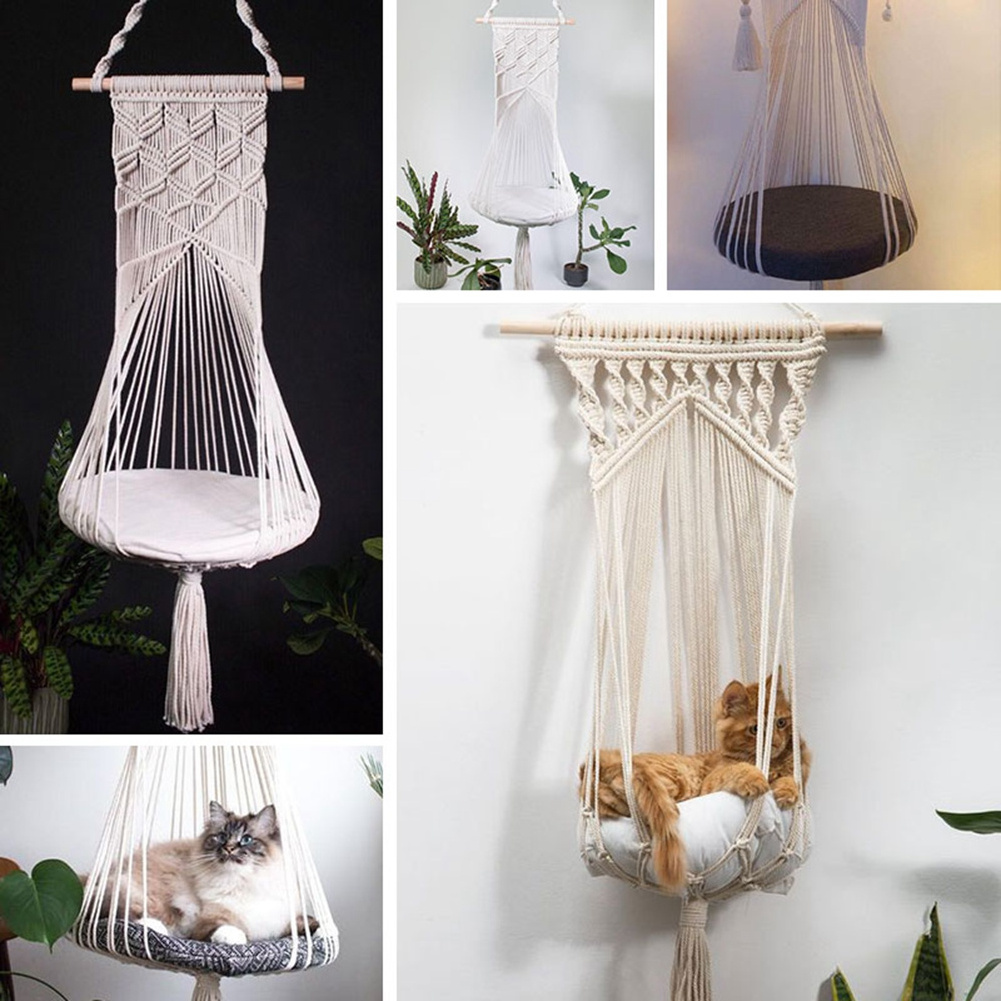 Bohemian Pet Hammock Lace 5 Sizes Hand-woven Hanging Basket Cotton Pet Litter Cat Dog Hammock Line Toy Swing Pet Hammock