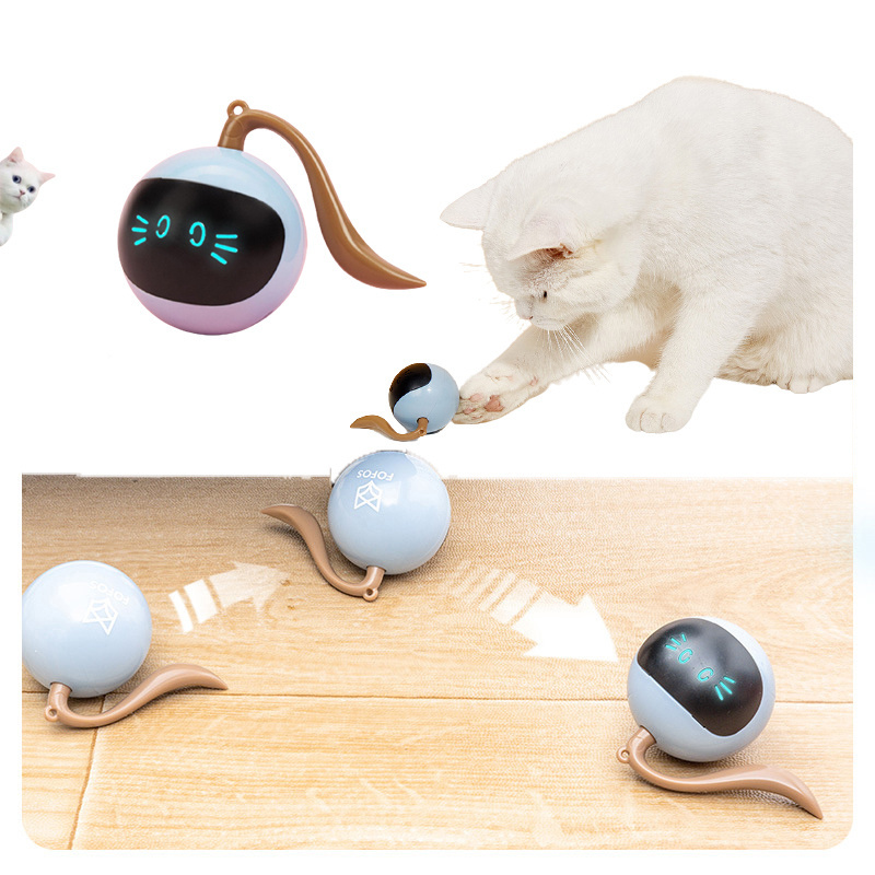 Pet Smart Interactive Cat Toy Colorful LED Self Rotating Ball Toys USB Rechargeable Kitten Electronic Ball Toys Cat Accessories