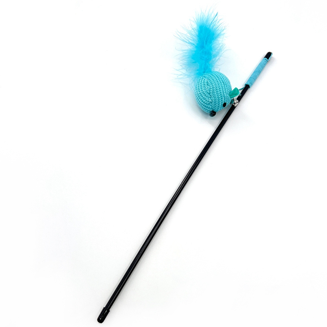 Cat Funny Feather Mouse Stick With Bell Playing Dangle Faux Mice Tease Fun Kitten Rod Toy Interactive Fishing Rod Wand For Cats