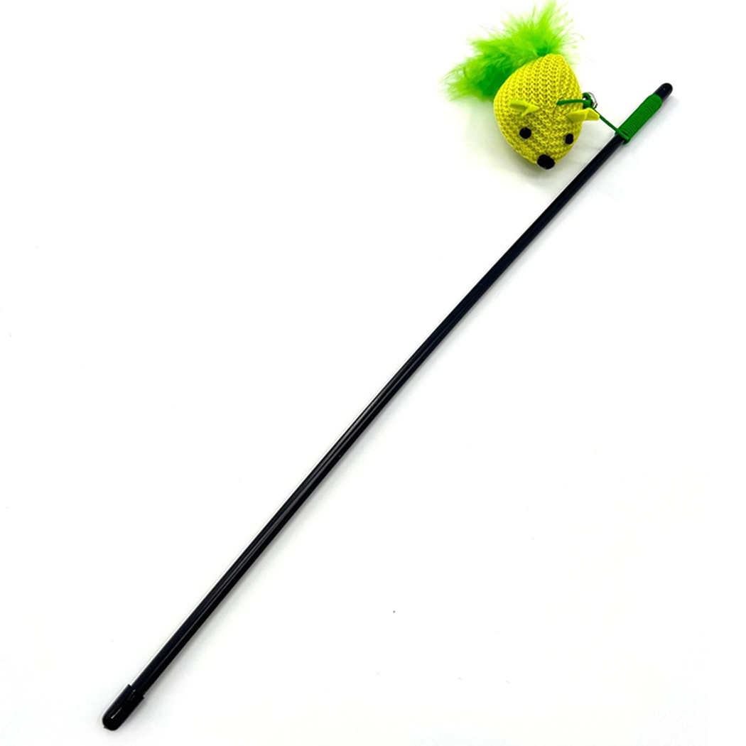 Cat Funny Feather Mouse Stick With Bell Playing Dangle Faux Mice Tease Fun Kitten Rod Toy Interactive Fishing Rod Wand For Cats