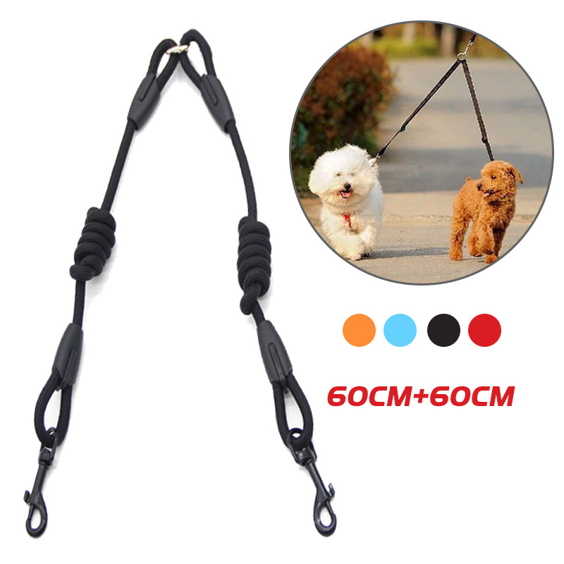 2 Ways Pet Dog Leash for 2 Dogs Black Nylon Double Coupler Pet Leashes Double Twin Small Dogs Lead Chihuahua Accessories Stuff