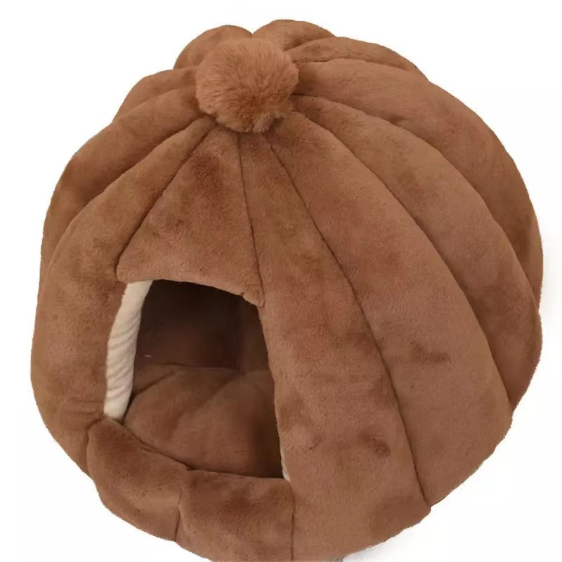 Deep Sleep Round Kennel Semi Closed Bed Cave Dog Carpet Cat Bunny Autumn And Winter Nest Pet Bed