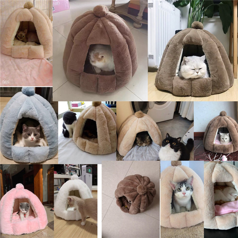 Deep Sleep Round Kennel Semi Closed Bed Cave Dog Carpet Cat Bunny Autumn And Winter Nest Pet Bed