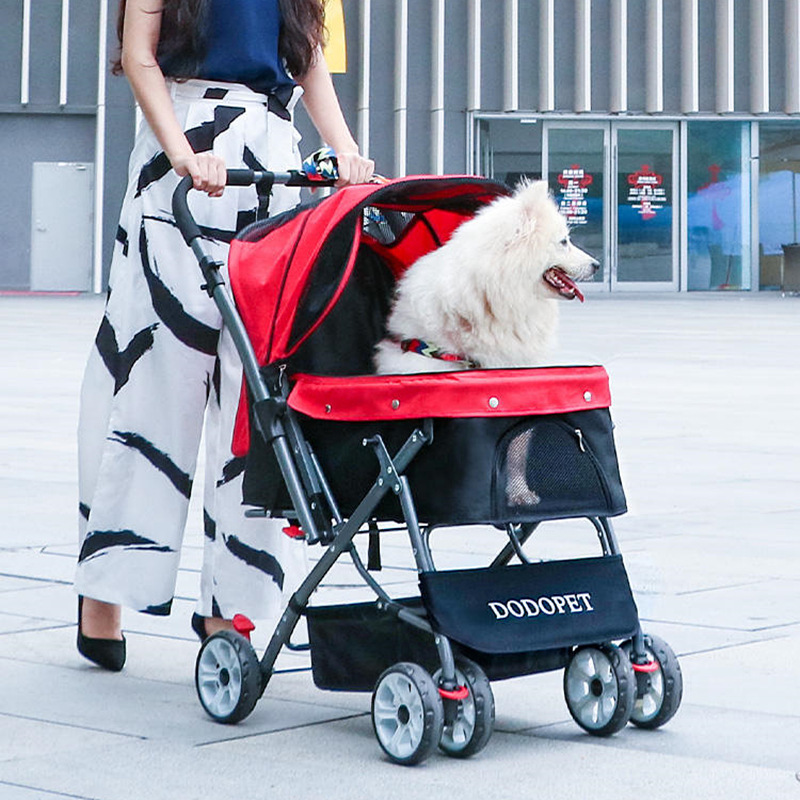 Pet Stroller For Dogs Cats Animal Trolley Travel Foldable Ride Wheels Pet Cart