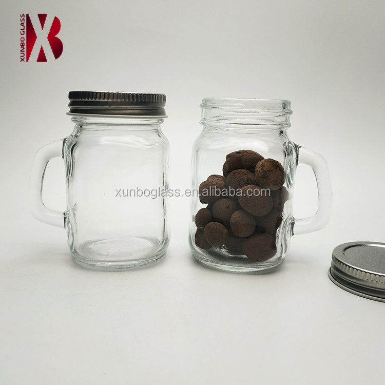 4 ounce 100 ml small glass mason jar with handle for cake candy jam candle