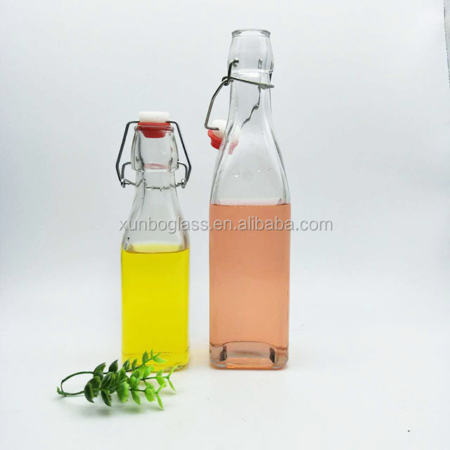 Round and Square shape 250 ml 500 ml swing top cap glass bottle