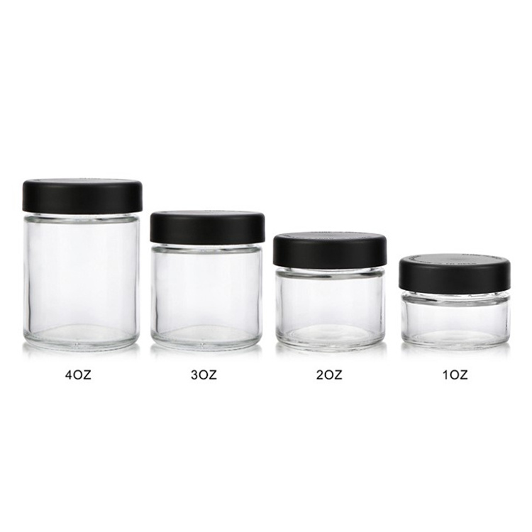 Wholesale cylinder 1 oz 2 oz 3 oz 4 oz clear glass jar with plastic lid for skin cream