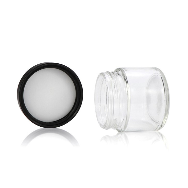 Wholesale cylinder 1 oz 2 oz 3 oz 4 oz clear glass jar with plastic lid for skin cream