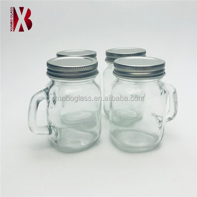 4 ounce 100 ml small glass mason jar with handle for cake candy jam candle