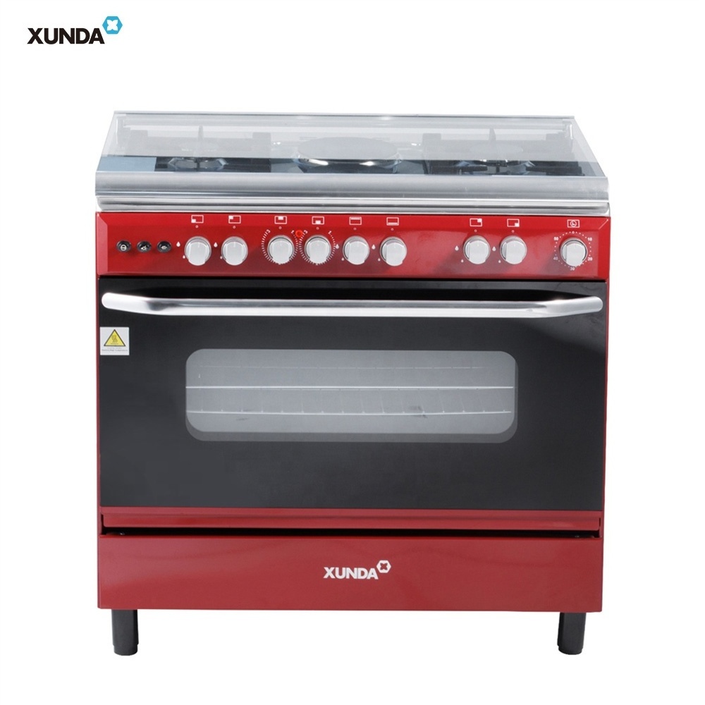 Xunda 6 Burner Commercial Gas Stove Built-In Ovens Cooker 4 Burner And 2 Electric Plate With Oven