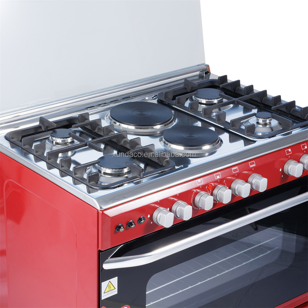 Xunda 6 Burner Commercial Gas Stove Built-In Ovens Cooker 4 Burner And 2 Electric Plate With Oven