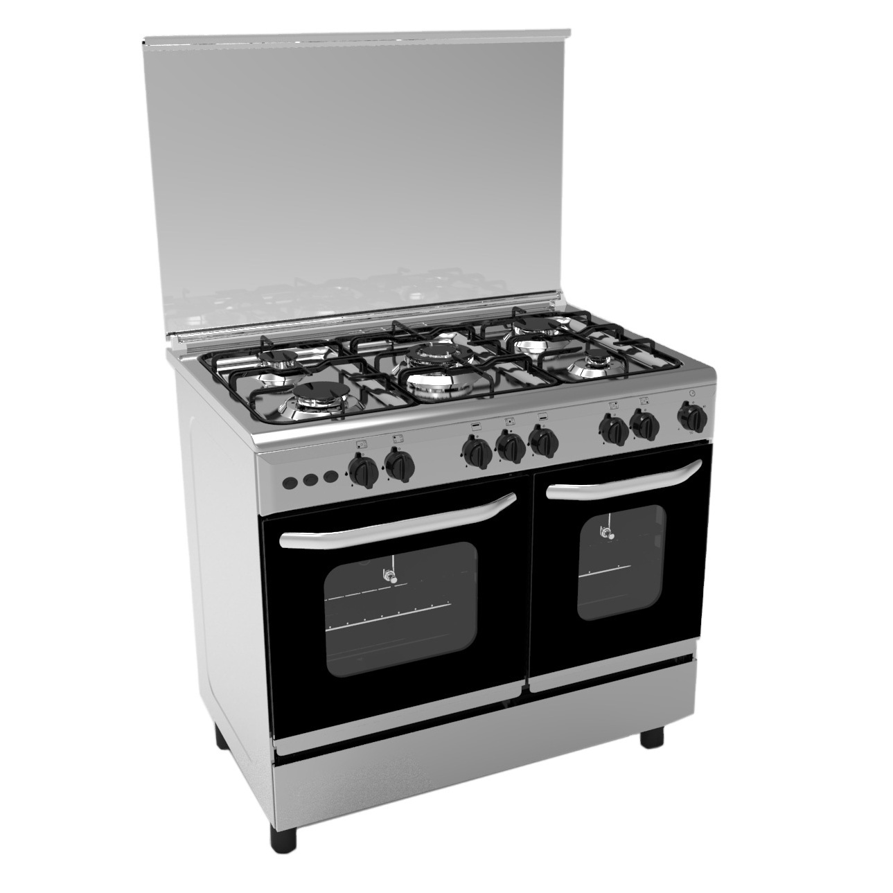 Xunda Gas Cookers With Oven And Grill Double Door Gas Range Stove 5 Burner With Oven