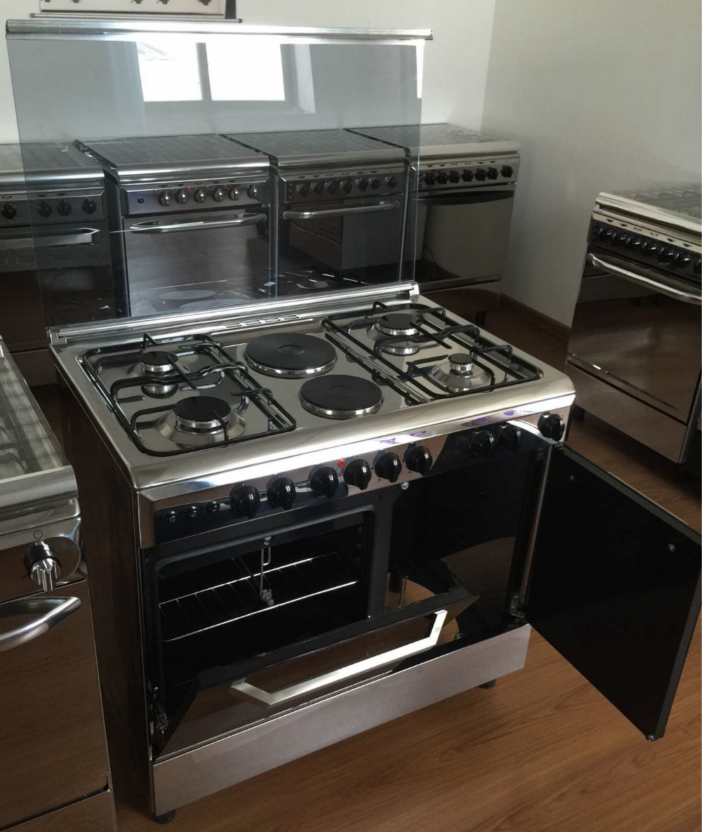 Xunda Gas Cookers With Oven And Grill Double Door Gas Range Stove 5 Burner With Oven