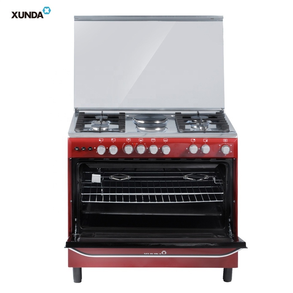 Xunda 6 Burner Commercial Gas Stove Built-In Ovens Cooker 4 Burner And 2 Electric Plate With Oven