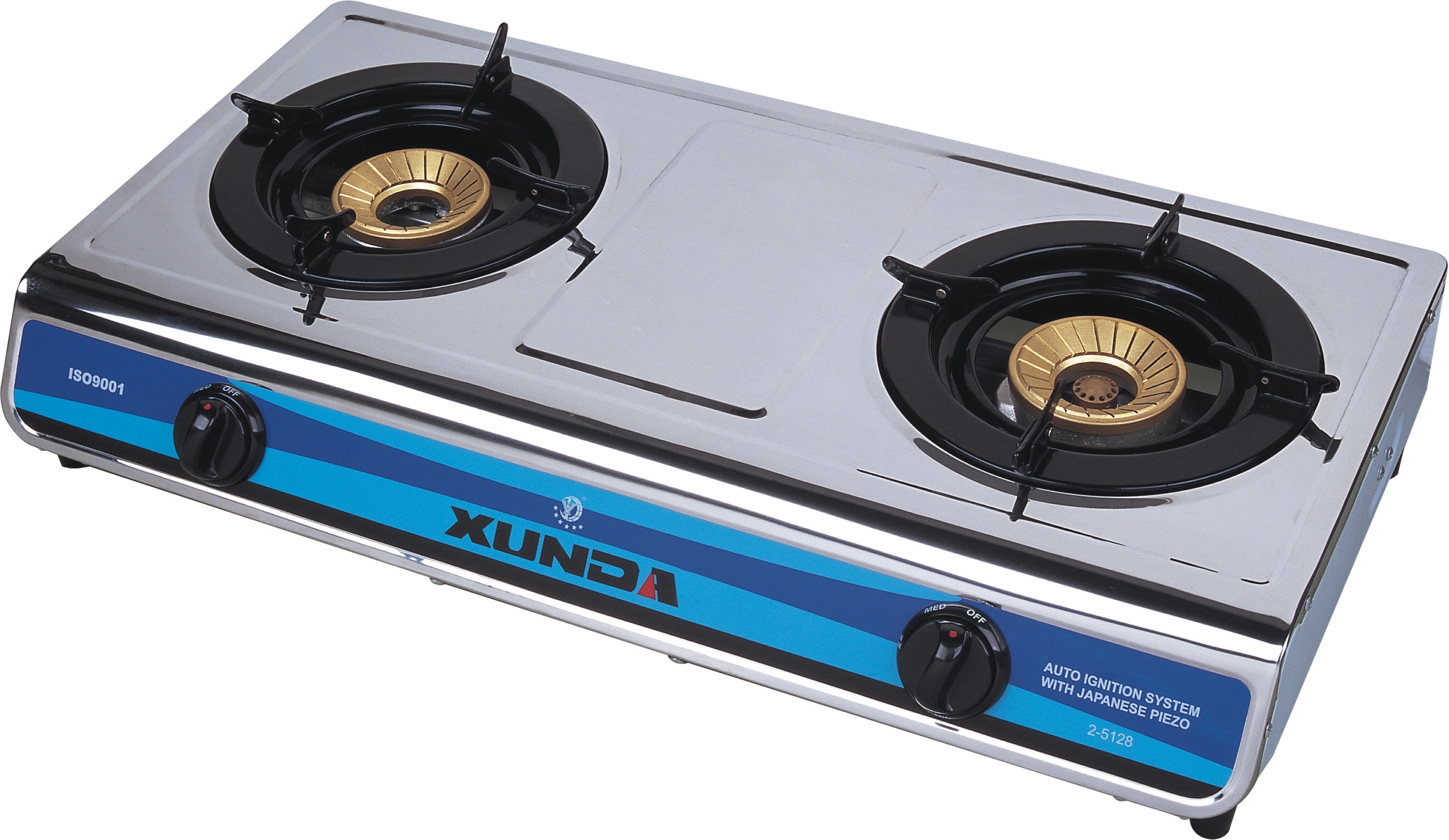 Xunda 2 Burners Free Standing Table Stove Gas Cooker Stainless Steel in Cooktop with CE Certificate