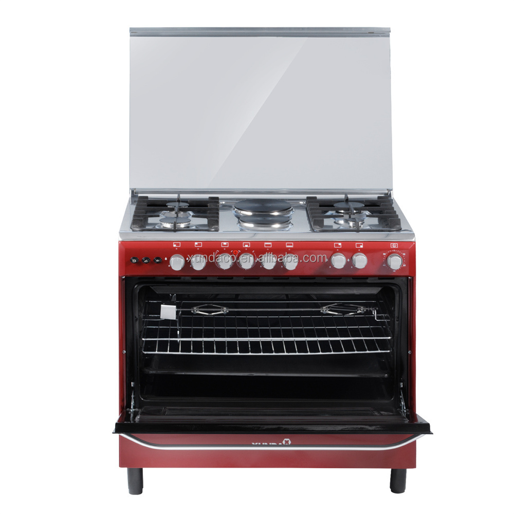 Xunda 6 Burner Commercial Gas Stove Built-In Ovens Cooker 4 Burner And 2 Electric Plate With Oven