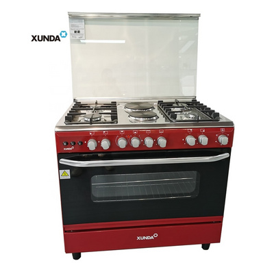 Xunda 6 Burner Commercial Gas Stove Built-In Ovens Cooker 4 Burner And 2 Electric Plate With Oven