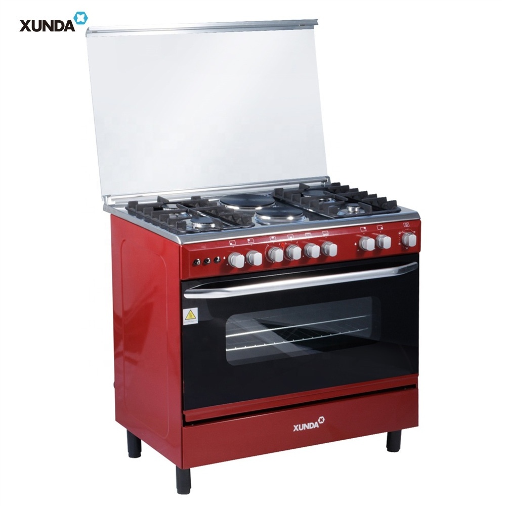 Xunda 6 Burner Commercial Gas Stove Built-In Ovens Cooker 4 Burner And 2 Electric Plate With Oven