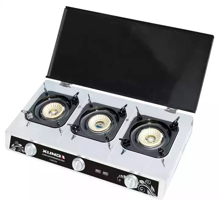 Xunda Easy Cleaning Gas Cooker Cast Iron 3 Burner Table Gas Stove Stand