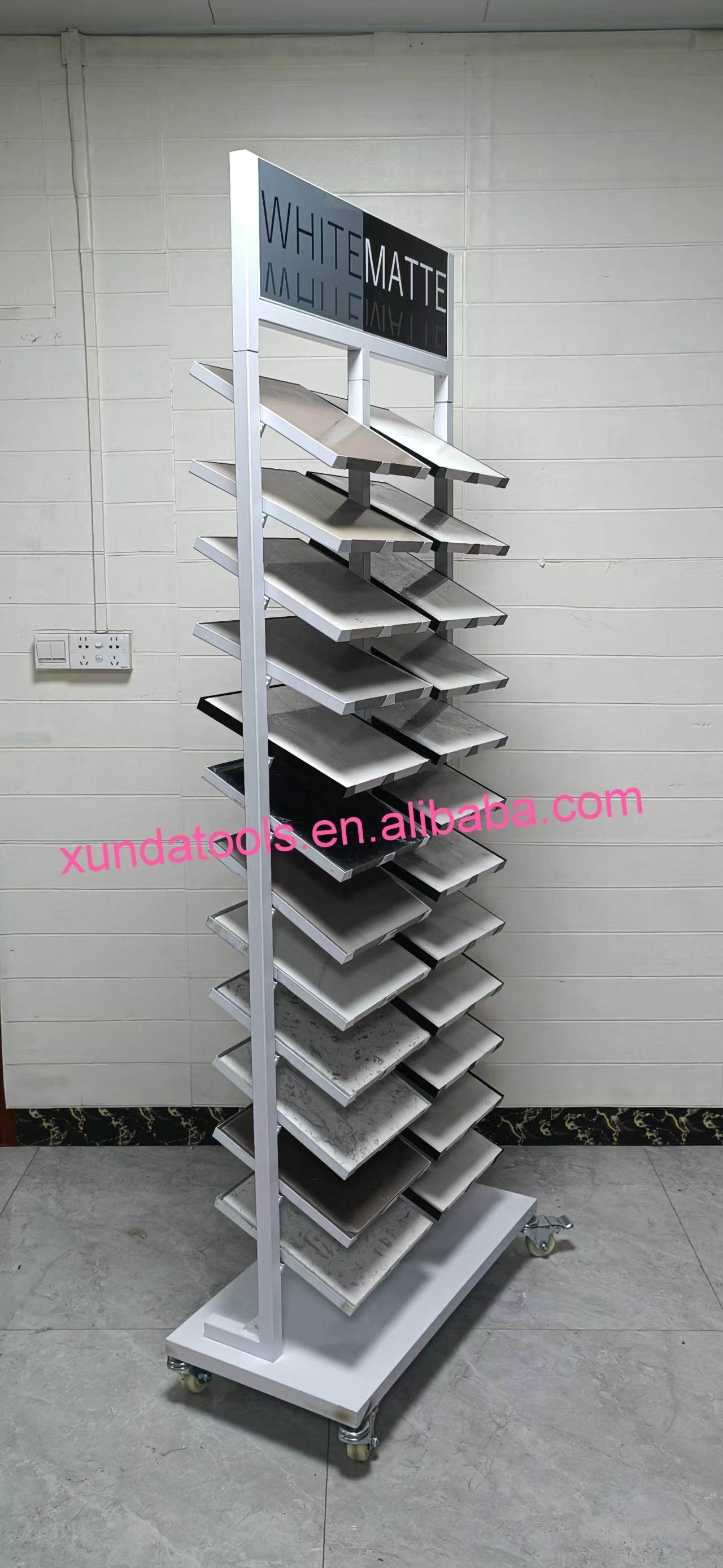 SANDE Sale metal tile floor display rack Stone Racks Tower Mosaic Stand Quartz Samples Marble Granite Floor Tile Display Rack