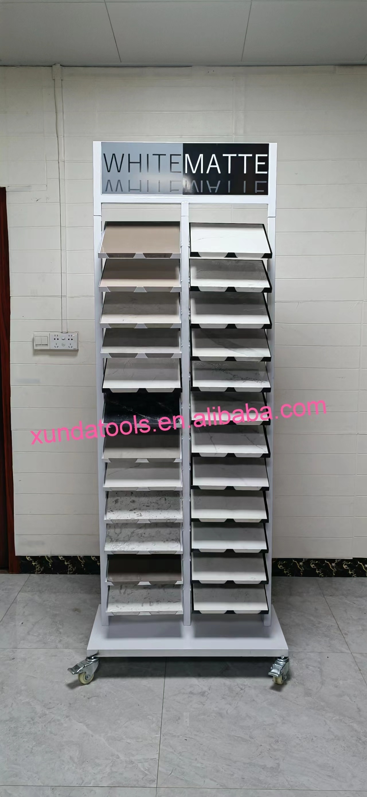 SANDE Sale metal tile floor display rack Stone Racks Tower Mosaic Stand Quartz Samples Marble Granite Floor Tile Display Rack