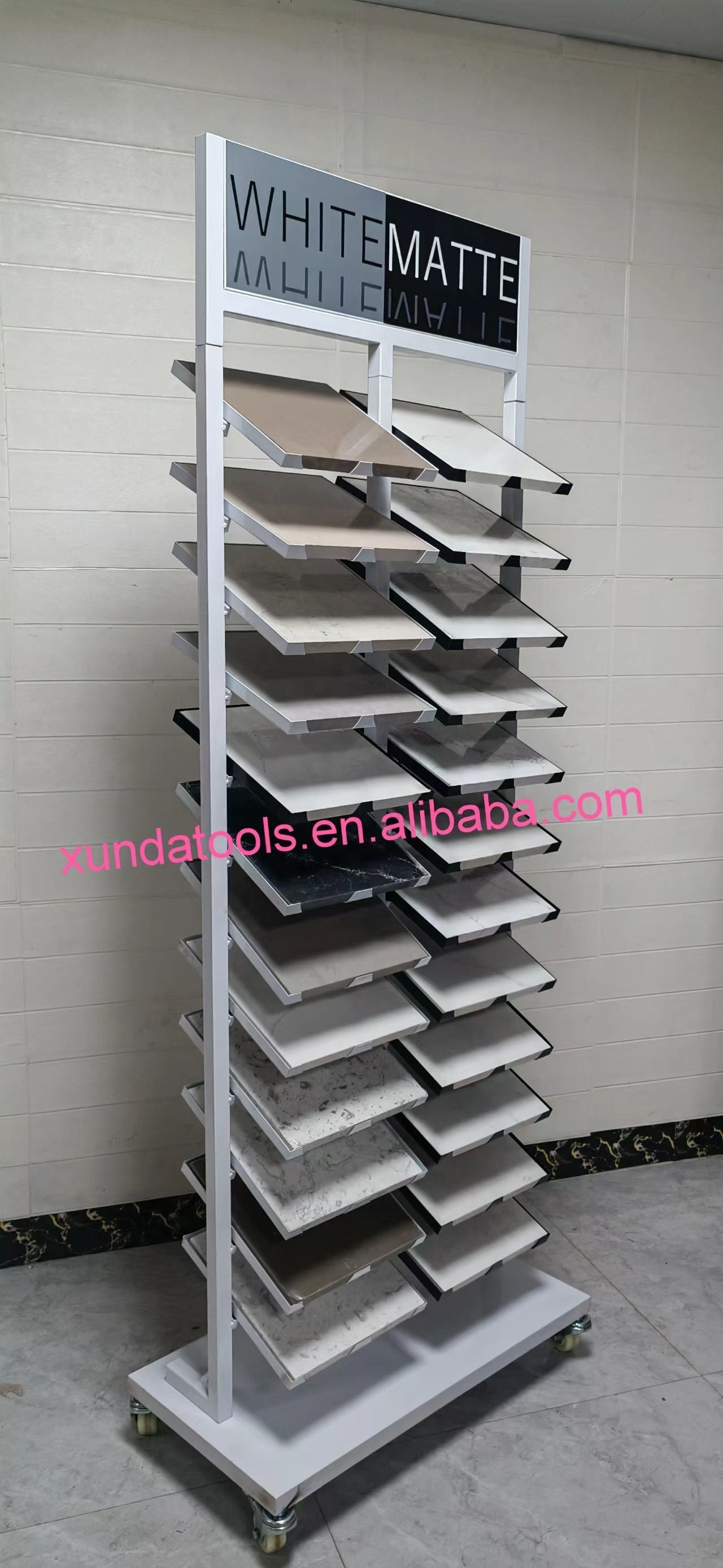 SANDE Sale metal tile floor display rack Stone Racks Tower Mosaic Stand Quartz Samples Marble Granite Floor Tile Display Rack