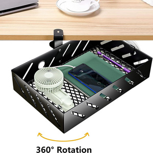 360 degree Rotatable Hidden Under Desk Clamp-on Organizers Storage Drawer for Home Office