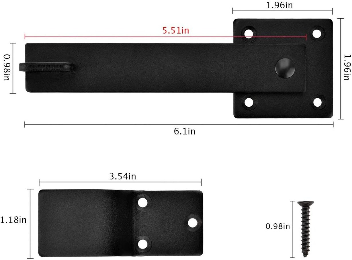 Solid Hardware Farm Door Latches Cast Iron Black Matte Deadbolt for Wooden Fences