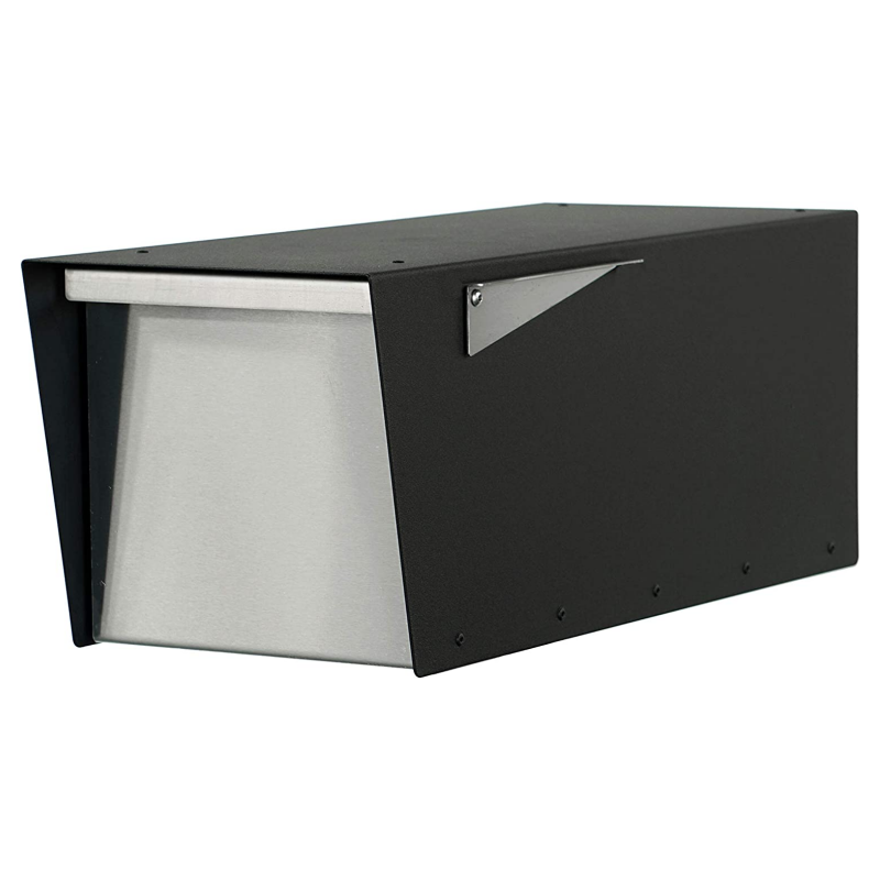 Post Mount Mailbox Curbside Post Mounted Black Stainless Steel Mailbox