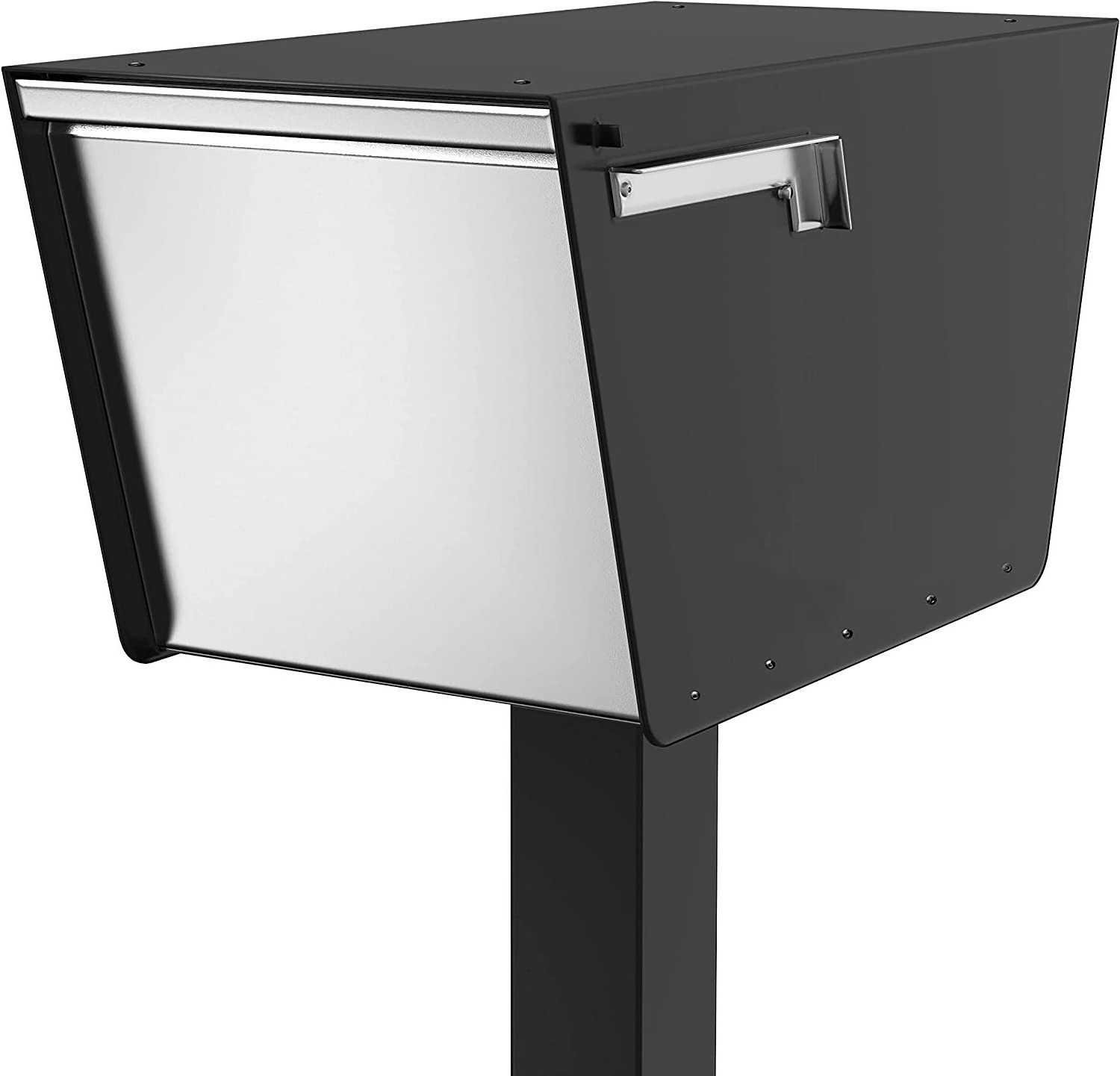 Post Mount Mailbox Curbside Post Mounted Black Stainless Steel Mailbox