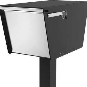 Post Mount Mailbox Curbside Post Mounted Black Stainless Steel Mailbox