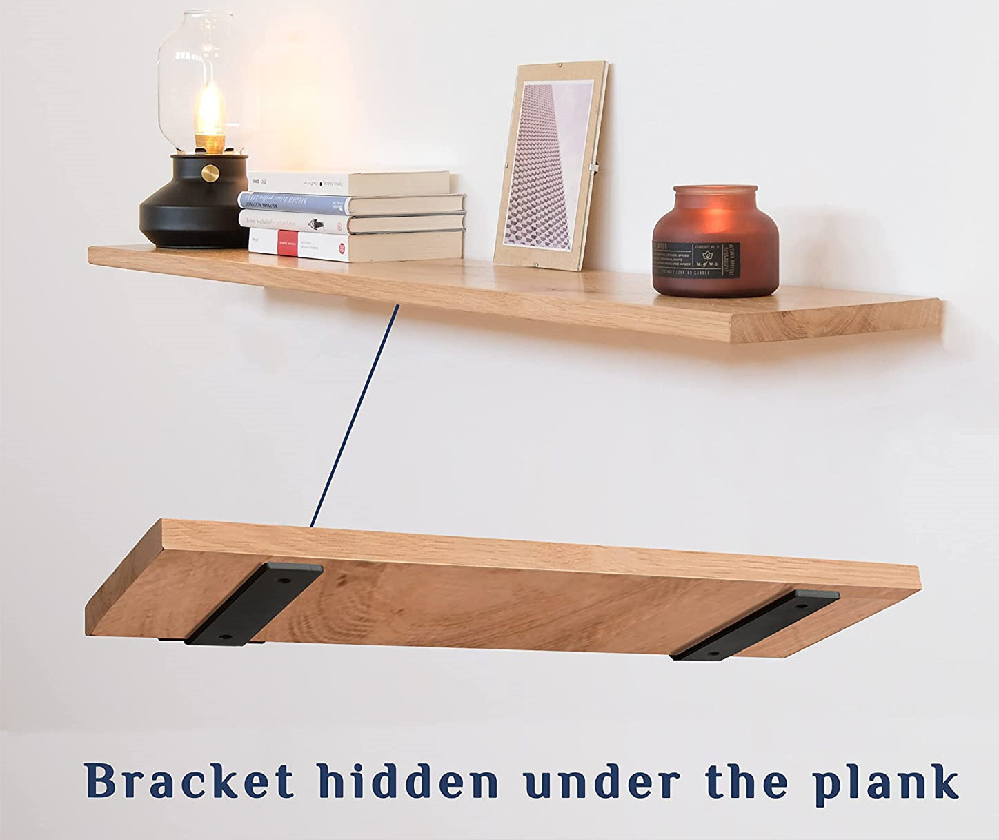 Floating Shelf Bracket 6 Inch Hidden Invisible Black Metal L Brackets for Shelves