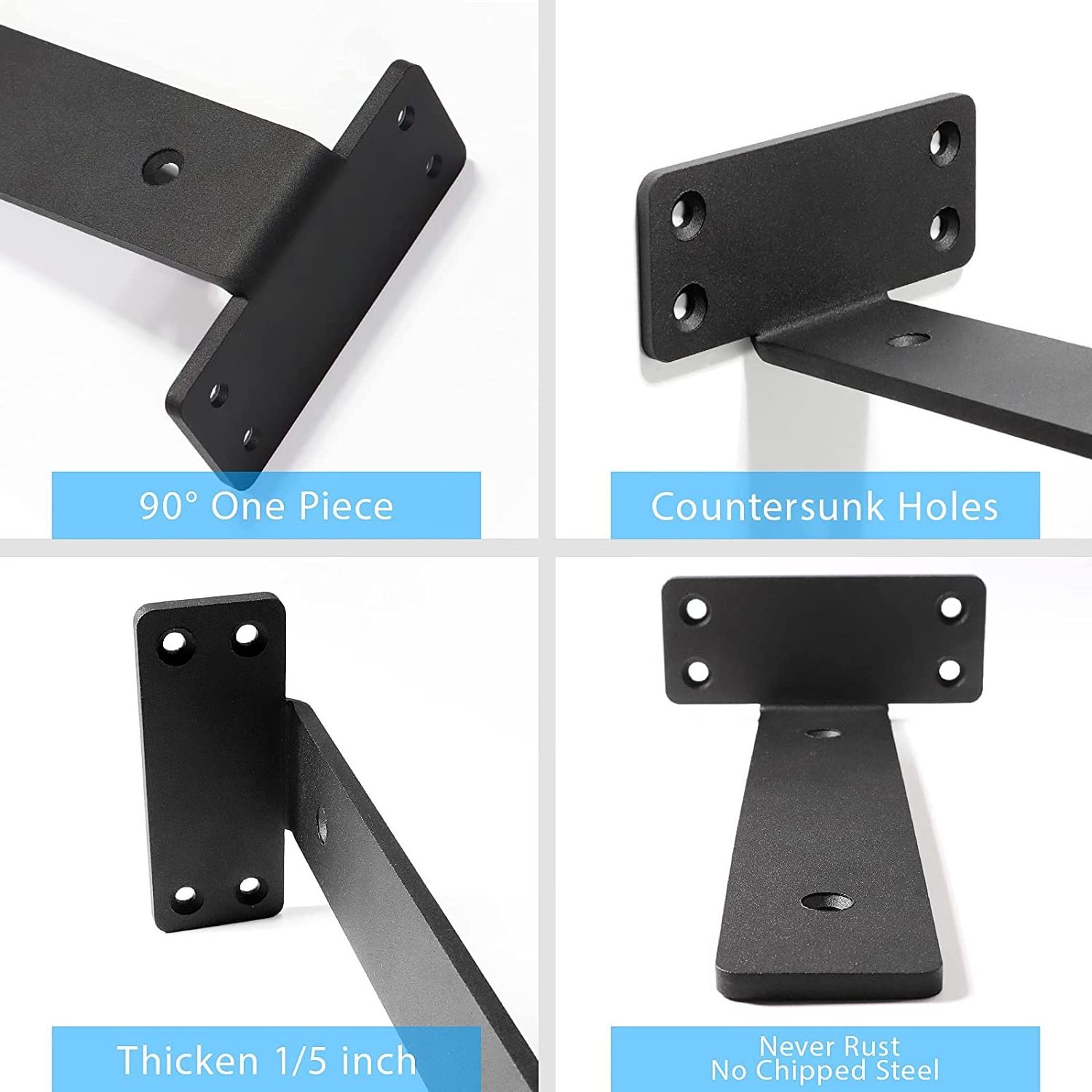 Floating Shelf Bracket 6 Inch Hidden Invisible Black Metal L Brackets for Shelves