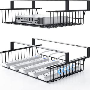 Under Table Storage Shelf Metal Under Desk Slideable Drawer No Drill Cable Management Tray Basket