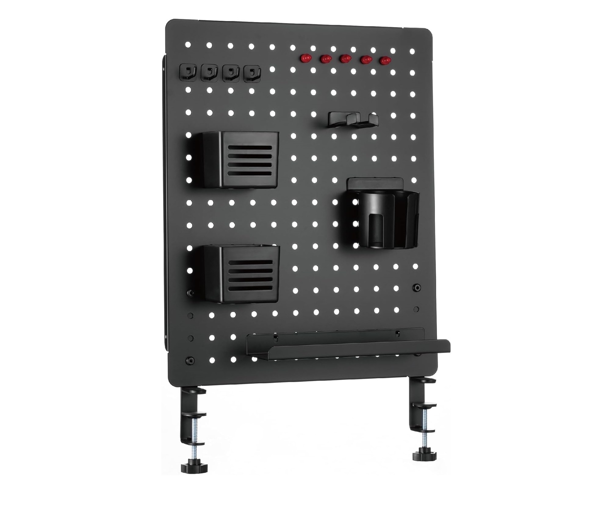 Metal Peg Board Gaming Organizer Pegboard Shelf with Hooks Black White Red Wall Control Mount Tool Pegboard