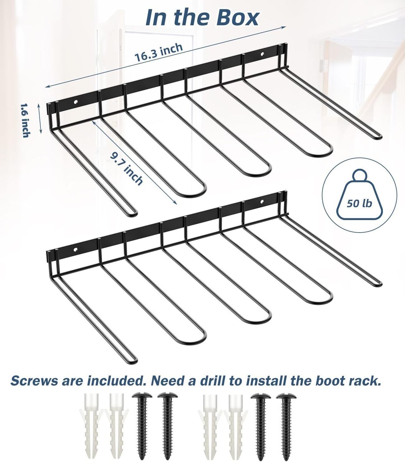 Boot Rack Wader Hanger Bracket Wall Mounted Sturdy Metal Boot Storage Organizer Rack Tall Shoe Holder for Closet