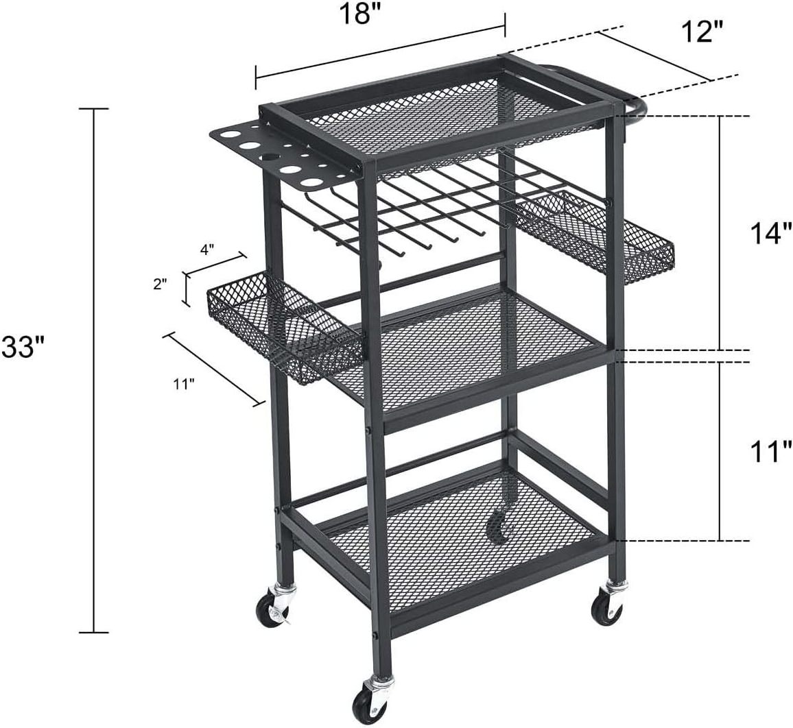 Power Tool Organizer Rolling Cart, Garage Tool Shelf Drill Holders Garage Storage Organization Shelves with Wheels