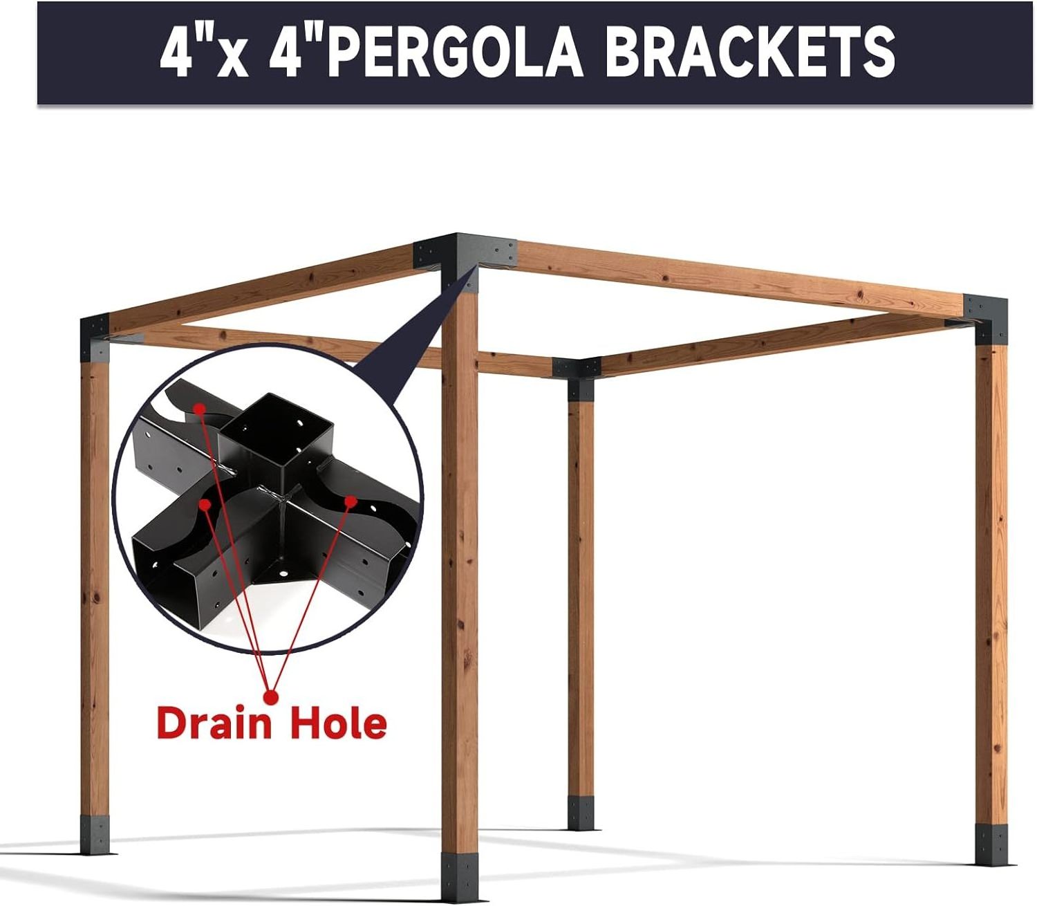 4-Way DIY Pergola Bracket Kit Wood Beams DIY Pergola Way Corne Brackets with Post Bases