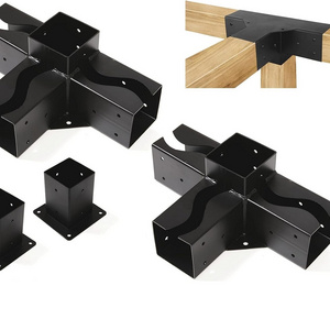 4-Way DIY Pergola Bracket Kit Wood Beams DIY Pergola Way Corne Brackets with Post Bases